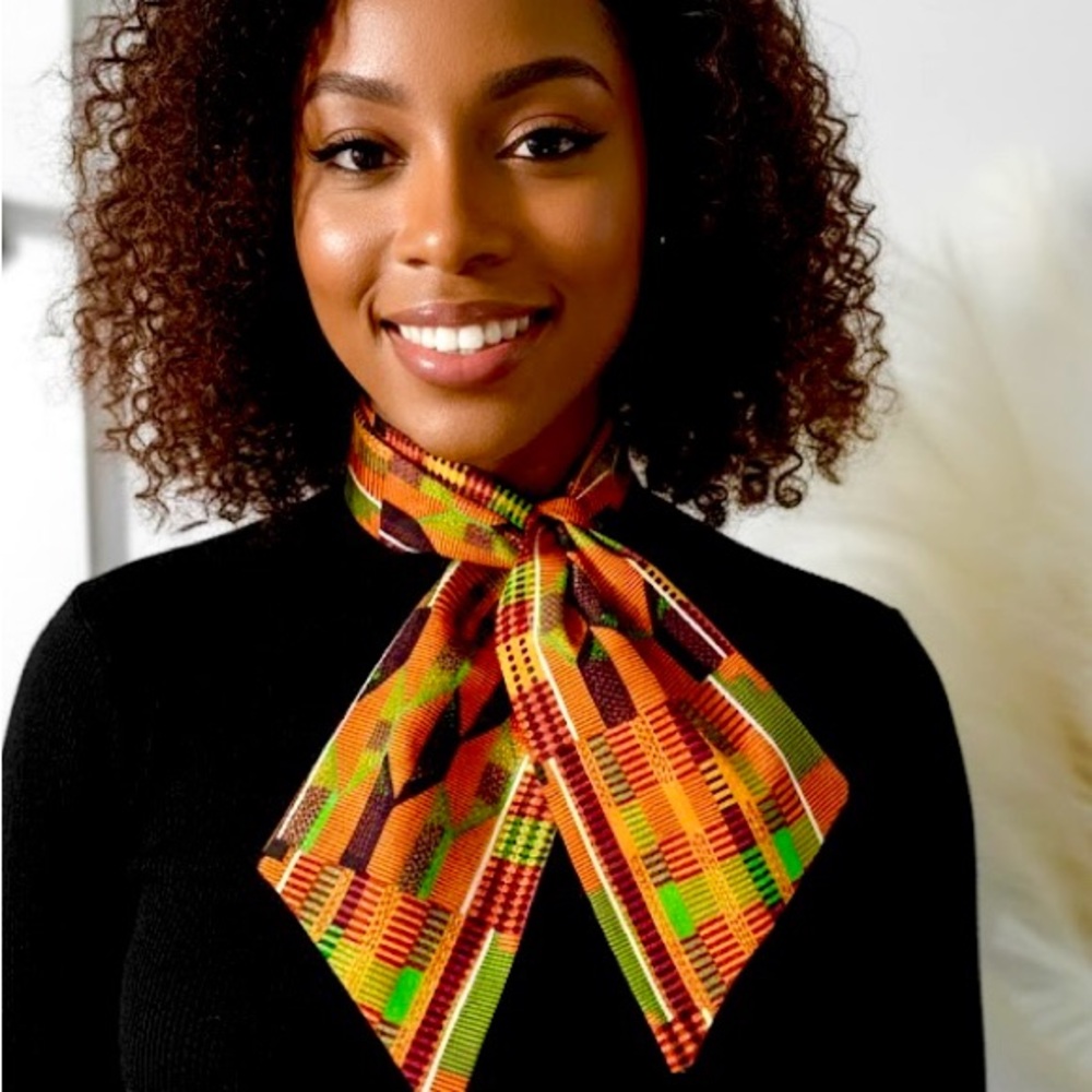 African Kente Print Bow Tie Scarf